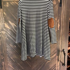 Black and white striped dress